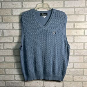 The Greenbrier by Izod Club Cable Knit Sweater Vest Mens Size Large Light Blue‎
